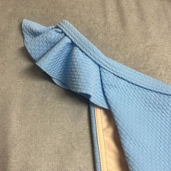 Minkpink Revolve Spero Swim Bikini Bottoms Corn Blue Textured Ruffles XS NWT - Picture 4 of 8